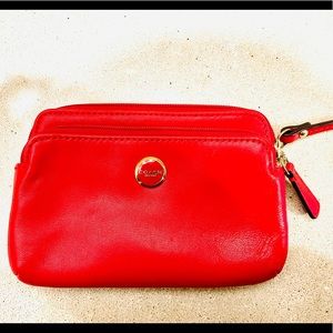 Red leather coach wristlet